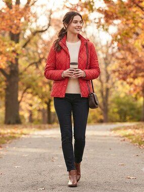 Land's End Dark Coral Quilted 3-in-1 Jacket